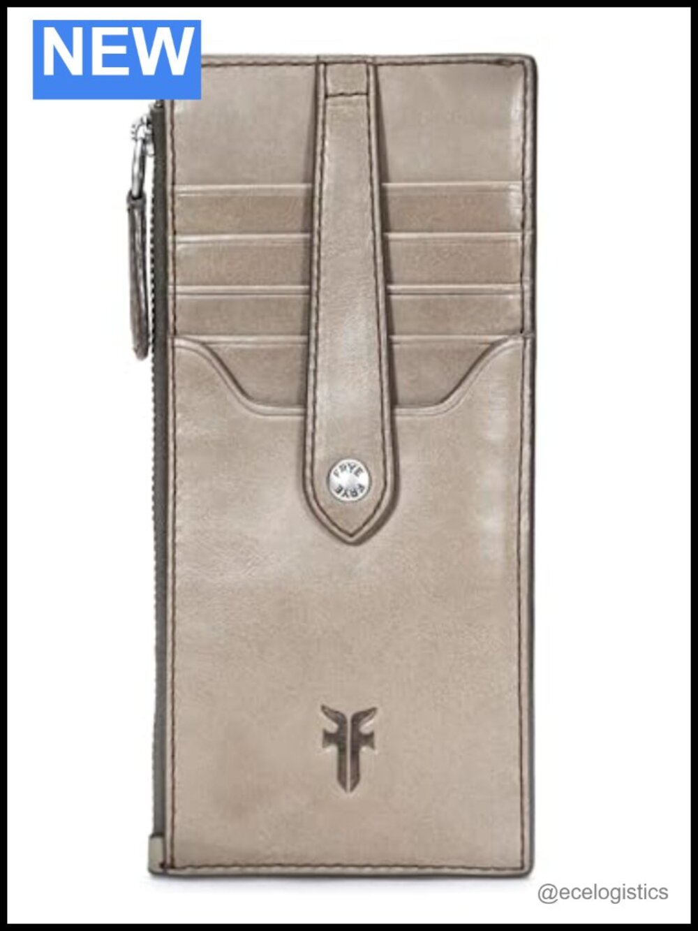 Genuine Leather Snap Card Wallet with 9 Card Slots and ID Window